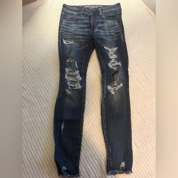 American Eagle Outfitters Denim - AE Next Level Stretch 4R RippedDark Blue Distressed Women's Jeans